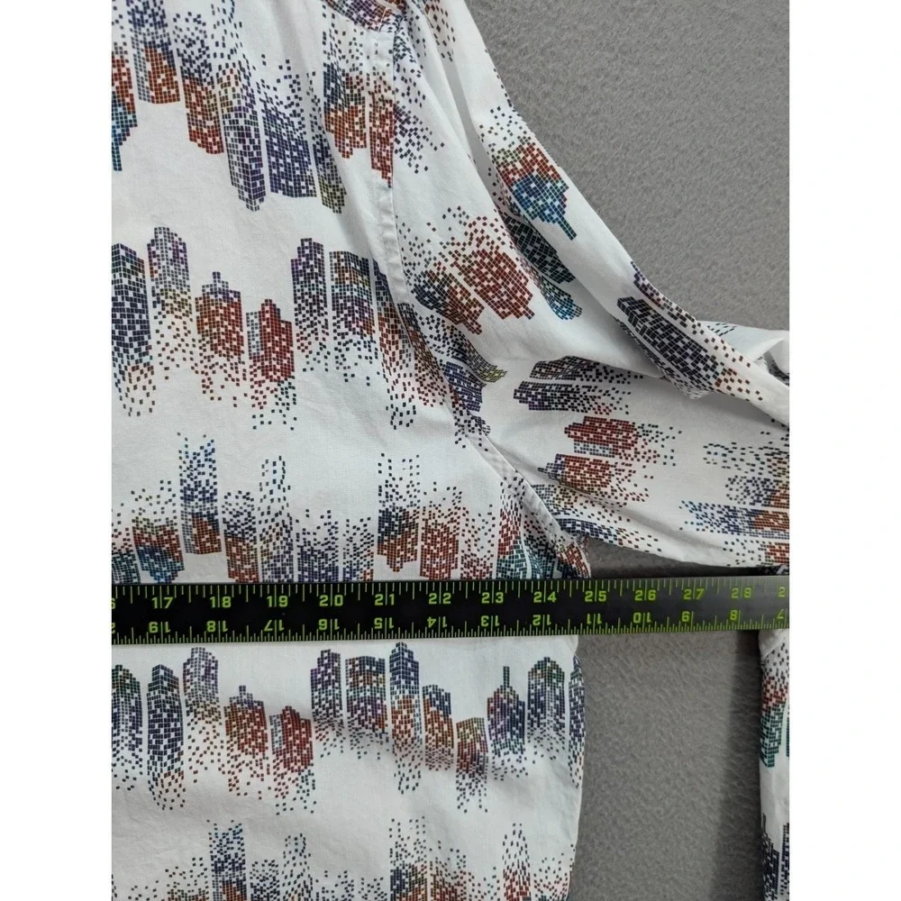 Robert Graham Button Down Long Sleeve Shirt Mens 2TG White All Over Print Preppy